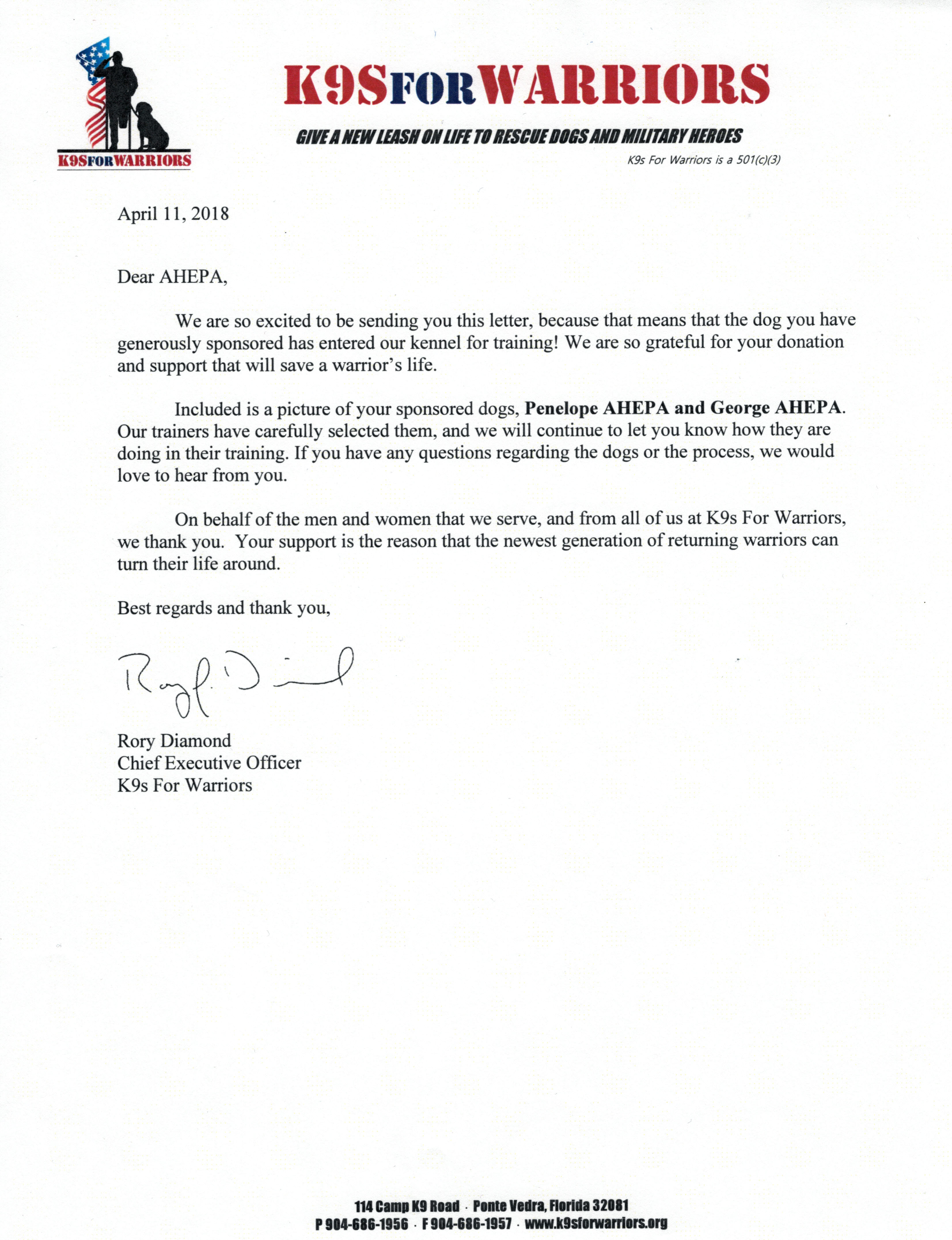 AHEPA Service Dogs for Warriors